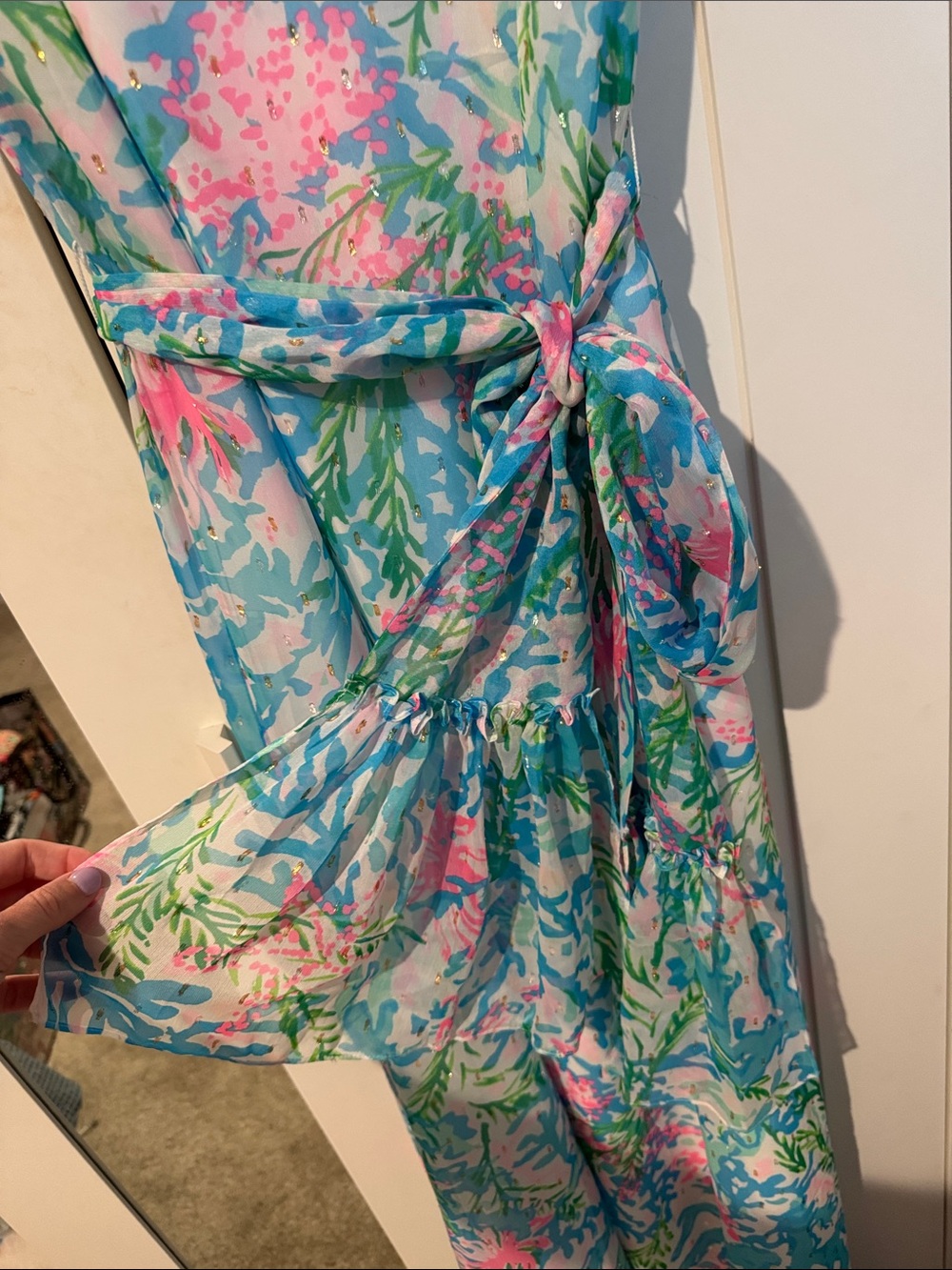 Lilly Pulitzer Aqua Pink Green Printed Maxi Dress - Picture 2 of 4